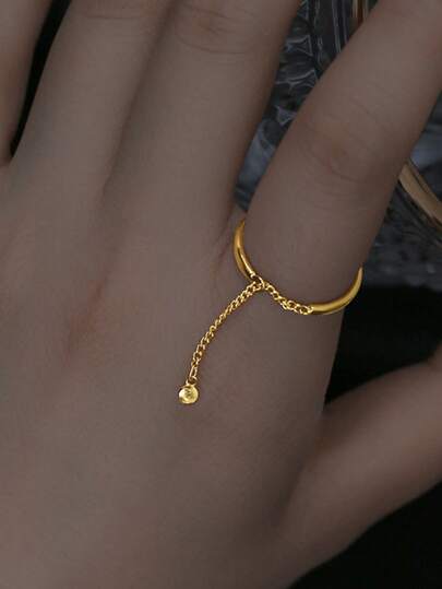 خاتم قابل للتعديل بسلسلة خرز من الفضة الإسترليني عيار 925، بتصميم عصري وبسيط، مناسب للمناسبات والحفلات والسفر والاستخدام اليومي، هدية متعددة الاستخدامات للصديقة والأم والمعلمة وأفضل صديقة