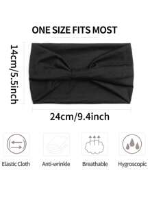 1条日式男女通用黑色弹力发带，适合跑步、运动、休闲健身、男士度假配饰、男士配饰、足球发饰、棒球配饰、男士头带 - 黑色 - 查看 10