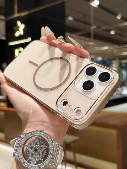 Luxury Transparent Glossy Magnetic Case Compatible With IPhone 17Air 17 16 15 14 13 Pro Max Clear Shockproof Bumper Magnetic Wireless Charge Back Cover