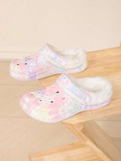 Nuevos zapatos de invierno para mujer de estilo jardín, zapatos planos ajustables y holgados, pantuflas esponjosas para dormitorio/viaje/playa, pantuflas de punta cerrada