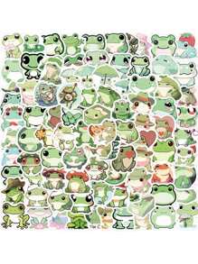 100pcs Graffiti Stickers, Cute Cartoon Animal Frog Pattern For Decoration On Mobile Phone, Guitar, Notebook, Laptop, Luggage, Waterproof DIY Stickers, Kids Gift - Frog - View 12