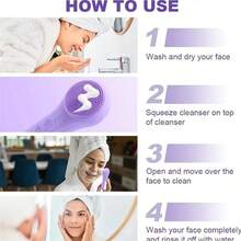 Rechargeable Silicone Facial Cleansing Brush With Heating Massage - Gentle Exfoliation And Deep Cleansing, USB Charging, Available In Pink And Purple