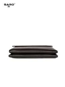 saroxi Geantă de umăr/crossbody minimalistă din piele PU pentru bărbați, geantă messenger casual cu buzunare laterale, versatilă pentru naveta, culoare neagră, cadou excelent pentru iubit - Maro - Vizualizare 8