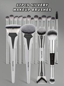 MAANGE 3/4/17pcs Professional Brush Set, Foundation Make-Up Brush,Flat Head&Oblique Head&Round Head,Double Ended Basic Brush Powder Brush, Nose&Eye Shadow Brush,Eye Shadow Brush,Highlight Brush,Makeup Tools With Soft Fiber For Easy Carrying,Brush For Travel,Gift For Women ,Brush Set,Makeup Brush Kit,Make Up Brush Set,Make Up Set Complete,Makeup Brush Set,Complete Makeup Kit,Brush Kit,Brushes Makeup Set,Makeup Gift Set