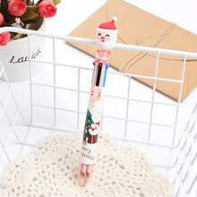 1/3/8pcs Set Christmas 6-Color Ballpoint Pens, Student Prizes, Multicolor Oil-Based Pens, Office Stationery Pens For Notebook Doodle, Suitable As Holiday Gifts - Multicolor - View 7