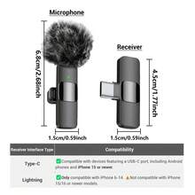 HITOZON Micrófono lavalier inalámbrico profesional para teléfonos inteligentes, micrófono inalámbrico con conexión y listo para usar, micrófono de solapa para grabación de video, enseñanza, entrevistas, podcast, micrófono de condensador omnidireccional inalámbrico para vlogs