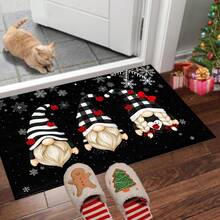 1 Stück Weihnachts-Zwerg-Weihnachtsmann Fußmatte/Küchenmatte/Badteppich, Kunstwoll-TPR-Bodenmaterial, nur Handwäsche, saisonale Heimdekoration, süße ästhetische Raumdekoration - FYR-118 - Übersicht 12