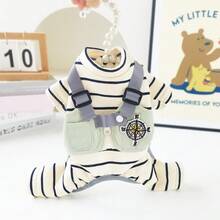 جمبسوت قطة كلب جديدة للحيوانات الأليفة، جمبسوت قطة كلب صغير من نوع بودل وبيشون فريز مخطط، ملابس للحيوانات الأليفة