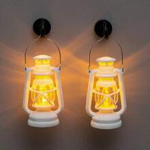 قطعتان مصباح زيت صغير قديم مغناطيس للثلاجة، ديكور مضيء، زخارف لعب منزلية لعيد الميلاد وعيد الهالوين