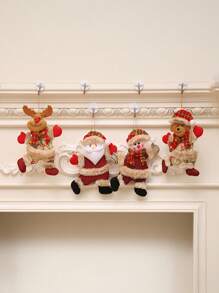 4 piezas/1 pieza Accesorios de decoración de árbol de Navidad Colgante de reno, Papá Noel, muñeco de nieve, oso Adecuado para adornos colgantes de Navidad, decoración de fiesta de Navidad, decoración de arte, decoración para el hogar, interior y exterior, suministros de decoración de vacaciones de invierno, decoraciones navideñas para el hogar, decoración de habitación, decoraciones navideñas, regalos de Navidad, decoración navideña