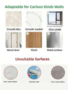 No Drill Wall Mounted Mop Holder Hook, Strong Adhesive Suitable For Kitchen, Bathroom, Balcony, Ideal For Mop, Utensil, Umbrella Storage, Bathroom Accessories, Room Decor - White - View 9