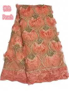 新款非洲蕾丝面料，镶嵌大颗钻石和珍珠，瑞士雪纺流苏蕾丝。高品质时尚法式雪纺蕾丝饰边面料，2026新款，适合婚礼和派对，1码/5码。