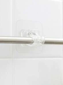 4入組pc材質透明窗簾桿掛鉤窗簾夾持架,免打孔膠片支架夾,橫棒門簾伸縮桿黏性掛鉤