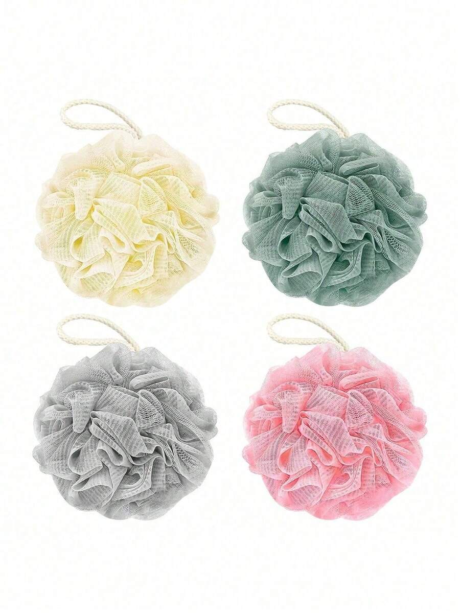 1 pièce (40g) Éponge de loofah de bain, éponge exfoliante de loofah de douche, boule de filet de bain pour femmes et hommes, décoration de salle de bain, décoration d'automne, rentrée scolaire