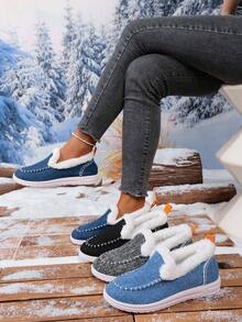 Zapatos planos para mujer, zapatos con forro térmico deslizantes, zapatos casuales, zapatos deportivos para exteriores, zapatos de invierno cálidos para mujer, suelas antideslizantes y resistentes al desgaste, cómodos y transpirables