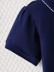 Tween Girl Embroidery Detail Polo Shirt - Royal Blue - View 5