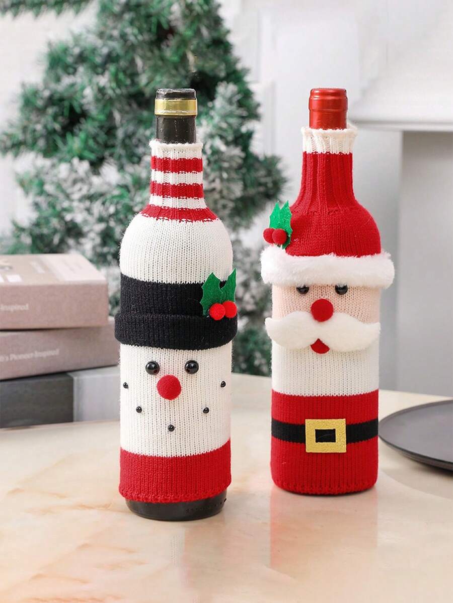 1PC Christmas Wine Bottle Set, Festive Champagne And Red Wine Creative Drinkingware, Hotel Tableware, Restaurant, Holiday Decoration Items Home Decor Christmas Decorations Room Decor