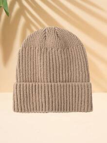 MAKEFGE 1 件男士纯色保暖内衬便帽，多色（黑色、卡其色）温暖厚针织帽，适合户外休闲穿着，适合秋冬季秋季服装日常使用蓬松 - A - 查看 3