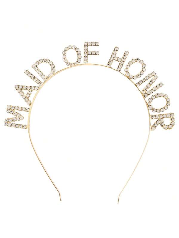 1pc Maid Of Honor Bridal Headpiece, Rhinestone Headband For Bridesmaids, Wedding Accessory, Hair Hoop