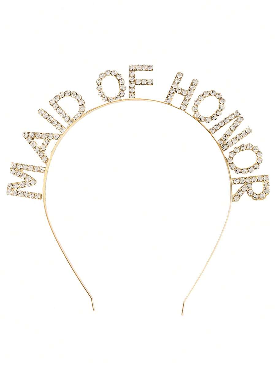 1pc Maid Of Honor Bridal Headpiece, Rhinestone Headband For Bridesmaids, Wedding Accessory, Hair Hoop