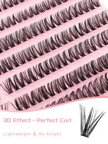 320 件浓密、柔软、轻盈的假睫毛 C 卷曲 10-16 毫米混合长度睫毛簇扩大双眼提升眼尾假睫毛化妆必备睫毛大容量装在一个盒子里，最大盒子可用很长时间 - 黑色 - 查看 3