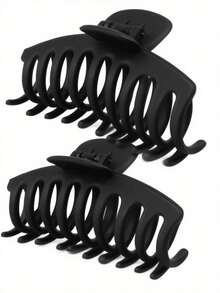 2PCS Black Hair Claw Clips, 4.3 Inch Large Matte Black Hair Claws, Fashion Hair Barrettes For Women, Strong Hold Hair Accessories For Girls Thick Long Heavy Hair, Hair Slide