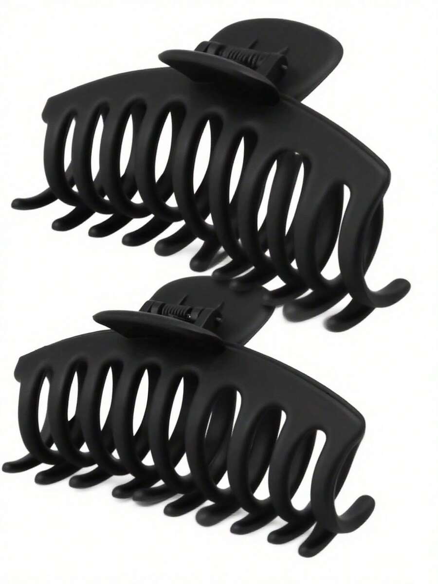 2PCS Black Hair Claw Clips, 4.3 Inch Large Matte Black Hair Claws, Fashion Hair Barrettes For Women, Strong Hold Hair Accessories For Girls Thick Long Heavy Hair, Hair Slide