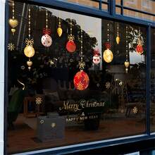 1 Stück Weihnachtsfenster Dekorationen, Fenster Zubehör, geeignet zum Dekorieren von Schaufenstern, Glastüren mit statischen Aufklebern und Fensteraufklebern mit farbigen Weihnachtskugel Anhängern.