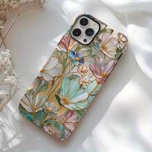 Romantic Floral Aesthetic Stained Glass Phone Case For IPhone 16 IPhone 16/15 IPhone 14 IPhone 13 Pro Max, Wildflower Phone Case - trắng - Xem 1
