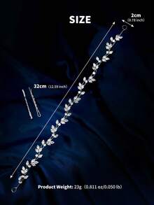 1pc Middle Eastern Style Bridal Wedding Party Zirconia Headband, Welded Craftsmanship Fashion Element Design Glamorous Hair Accessory, Holiday Birthday Gift - Silver - View 9