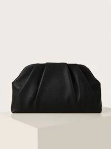 Portefeuille zippé rétro vintage en grain de litchi, couleur unie, grande capacité, élégant sac en PU pour femme, idéal pour un mariage, une fête, un bal ou un dîner.