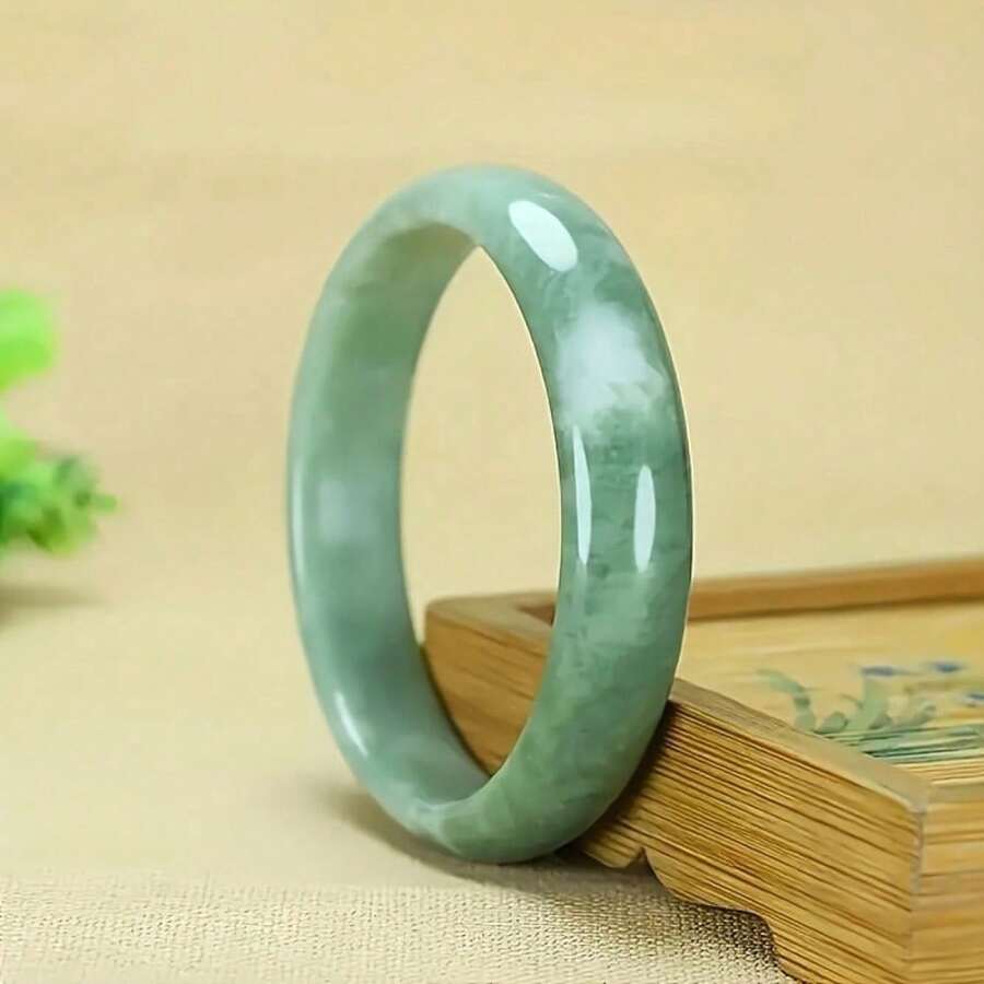 Natural Stone Dark Green Polished Bead Bracelet, Minimalist Design Suitable For Daily And Formal Settings Durable Natural Gemstone Jewelry, Birthday Anniversary New Year Gift, Elegant Accessories All Year Round - Đường kính bên trong 56-58 mm / 2,20-2 inch - Xem 1