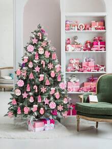 12 piezas de adornos para árbol de Navidad, bolas de colores navideñas, caramelos de menta, decoraciones de árbol de copos de nieve de pan de jengibre de silicona, decoraciones colgantes de pan de jengibre de invierno para fiesta navideña, bastones de caramelo de Navidad de PVC, decoraciones colgantes navideñas