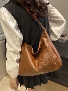 Fashionable Large Capacity Shoulder Bag For Women, Design Tote Bag - Brown - View 9