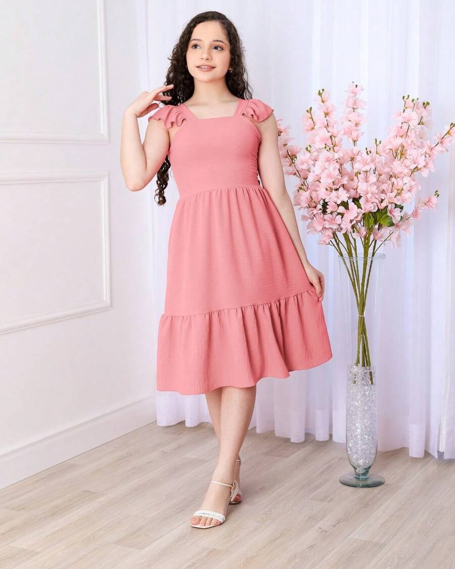 Short Plain Tank Top Dress - Rosa coral - Ver 1