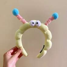 2pcs Cute Big Eyes Headbands Plush Face Washing Headband Fashion Cozy Fuzzy Mushroom Hair Bands For Women Take Photo