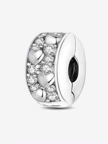 1件925纯银可爱心形串珠吊坠，适合DIY手链、女士珠宝和时尚配饰 - 銀色 - 查看 13