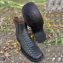 Men High-Top Leather Riding Boots - Black - View 7