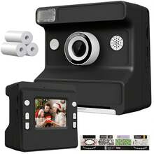 Kids Camera Instant Print, 1080P HD Lens Selfie,Toddler Digital Camera With 3 Rolls Paper & 32GB Card, Children Christmas Birthday Gifts Toys For Age 3 4 5 6 7 8 9 10 11 12 Years Old Girls Boys