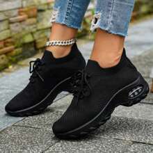 Shock-Absorbing And Lightweight, Comfortable, Non-Slip And Breathable, Air-Cushioned Casual Women's Shoes, Colorful Fitness Women's Shoes, Suitable For Fitness, Going Out And Commuting - Tất cả màu đen - Xem 3