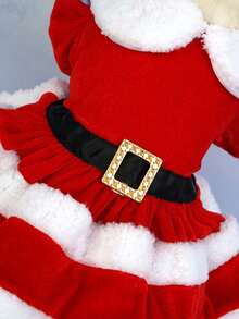 1 buah Gaun Natal Hewan Peliharaan Hangat Berwarna Merah Elegan dan Lucu dari Poliester dengan Hiasan Putih, Cocok untuk Kucing dan Anjing Kecil dan Sedang di Musim Gugur dan Musim Dingin (Topi Tidak Termasuk) - MultiWarna - View 6