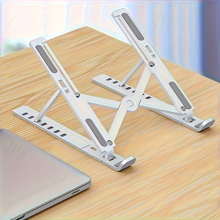 1 Piece Adjustable ABS Laptop Stand - Portable, Foldable, Cooling Desktop Stand, Suitable For All Computers, Living Room, Bedroom, Outdoor, Suitable For 3 Scenarios - 10-13 Inches - View 1