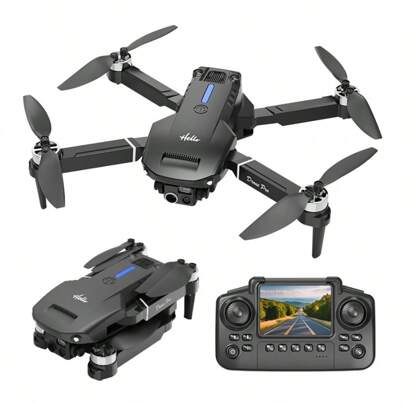 AXNEN Drone plegable con doble cámara E77Air, equipado con motores sin escobillas, control remoto de pantalla grande, lente HD ajustable, con características como un solo botón, volteretas de 360°, suspensión con flujo óptico, tecnología de ajuste de velocidad, un drone con cámara, regalo perfecto para Halloween y Navidad.