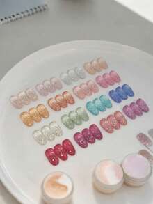 MIANEL 12ml/Bottle Autumn Nail Art Glitter Disco Sequin Gel Nail Polish, 2025 New Glitter Shiny Red Gel Nail Polish For White, Red, Purple, Green, Black Nails, UV Lamp Manicure, Nail Glue, Nail Art Supplies, Brown Nails, Halloween Nails, Christmas Nails, Nail Salon Special Purpose Nail Art Supplies - Multicolor - View 2