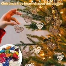 12pcs Handmade Rattan Heart Shaped Decor Set - Perfect For Enhancing Home And Holiday Ambiance, Classic Style (Essential For Christmas Decoration, Holiday And Party Decor) - White+Brown+Original Wood - View 10