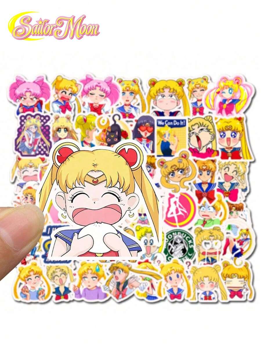 TOEI ANIMATION 50pcs  Officially Licensed Tsukino Usagi Vinyl Sticker Cartoon Cute  Ami DIY Label High Quality Waterproof UV Scratch Resistant Great For Mom Dad Grand Mother Father Teacher Sister Brother Boy Girl Friend Funny Valentine's Day Gifts Hino Rei Kino Makoto