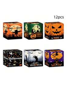 12-Piece Halloween Paper Packaging Gift Box - Three-Dimensional Packaging, Perfect For Wedding Gifts, Graduation Ceremonies, Personal Anniversaries And Holiday Celebrations, Unique Chocolate Candy Packaging Bags, Suitable For Halloween And Christmas Party Decoration Gift Bags, Suitable For Birthdays, Party Decorations, Event Gifts, Reusable, Multi-Color Party Gift Box Set