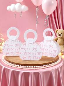 12pcs Pink Bow Gift Box, Candy Box, G Irl Birthday Decorations, Bow Birthday Decor, Birthday Box, Bow Party Handbag Gift Box, Gift Wrap, Pink Party Gift Packaging Box, Small Gift Bags, Gift For Woman, Goods Box, Kitchen Packaging, Birthday Favors, Wedding Decorations, Babe Shower Decoration, Gender Reveal Decoration,Gift Tags, Bow Decor, Christmas