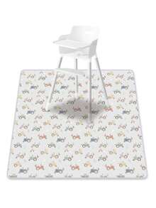 1 Stück Baby Spritzschutz Bodenmatte mit Hasenprint für unter den Hochstuhl/Basteln/Handwerken, wasserdichte rutschfeste Futter-, Spritz- und Verschüttmatte, waschbare tragbare Picknick-Matte und Tischdecke - Verschiedenfarbig - Übersicht 1