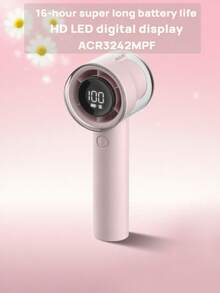 PHILIPS Ventilador de mão ACR3242: compacto e portátil, silencioso e silencioso, vento de alta potência, 100 níveis ajustáveis, controle por botão, tela LED HD, bateria com duração de 16 horas, porta USB-C, adequado para viagens, escritório em casa e Spring Peach.